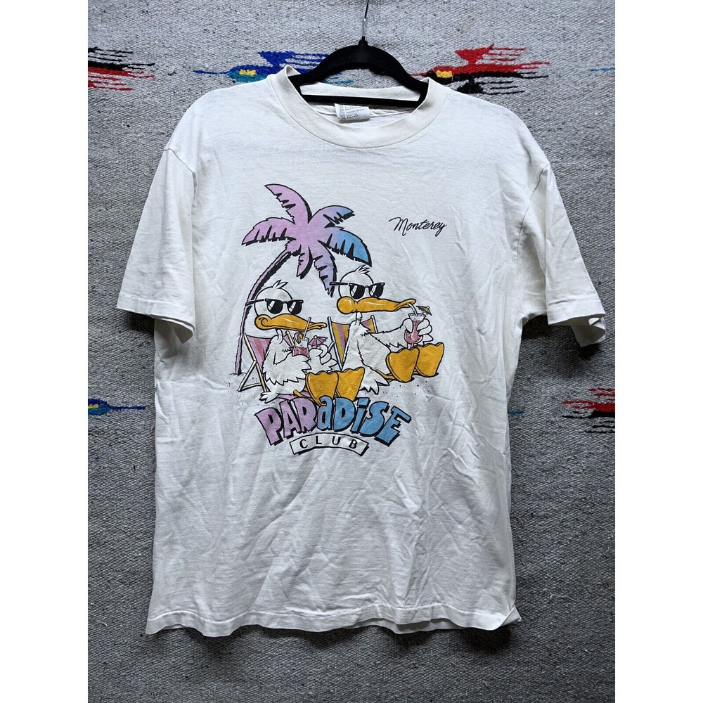 Vintage 80s Paradise club ducks chilled Monterey Single stitch t shirt Large